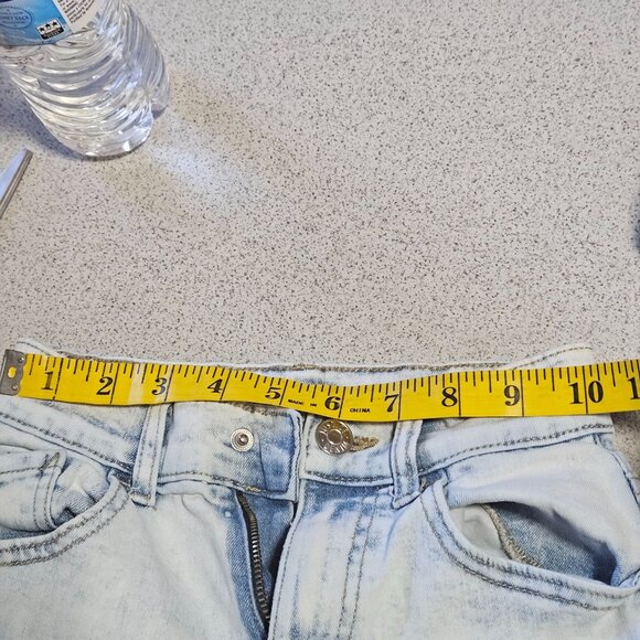 Justice Light Wash Distressed Mermaidcore sequin patch strait leg jeans size 8 - Picture 10 of 12